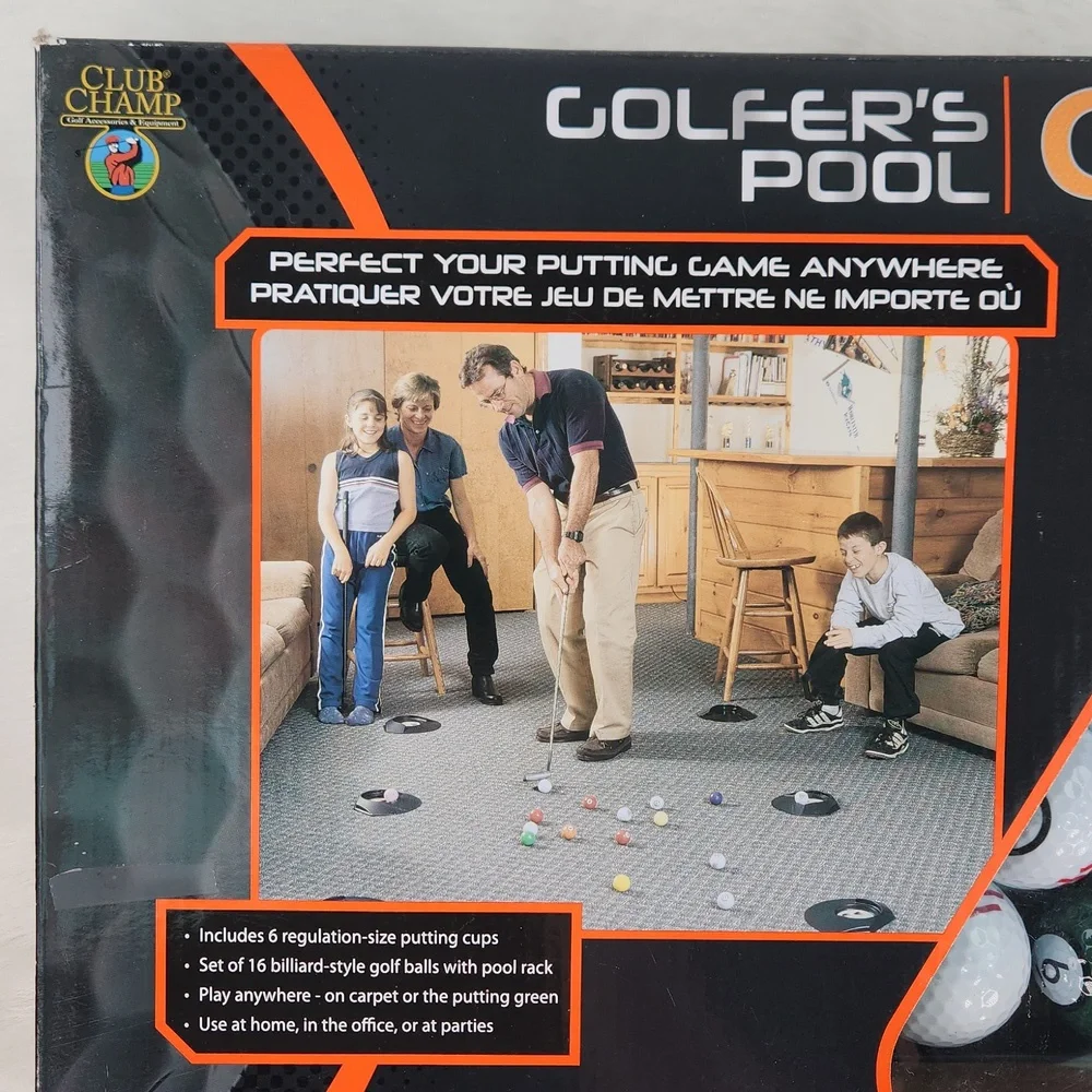 COPY GOLFER'S POOL Game by Club Champ: 16 balls and rack, 6 cups, In retail p…
